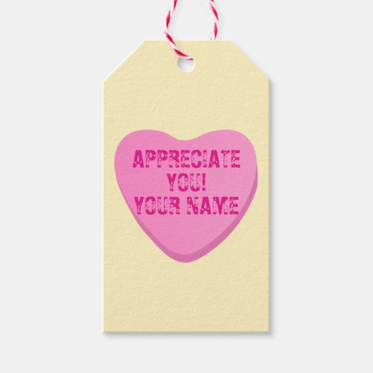 Candy Heart mit benutzerdefiniertem Text-Rosa Herz Geschenkanhänger (Vorderseite)