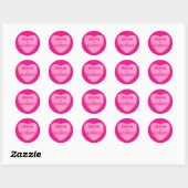 Candy Heart mit benutzerdefiniertem Text-Rosa Herz Runder Aufkleber (Blatt)