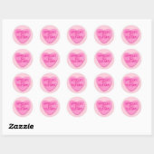 Candy Heart mit benutzerdefiniertem Text-Rosa Herz Runder Aufkleber (Blatt)