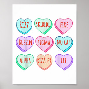 Candy Heart Slang Words Valentinstag für Schule, Poster
