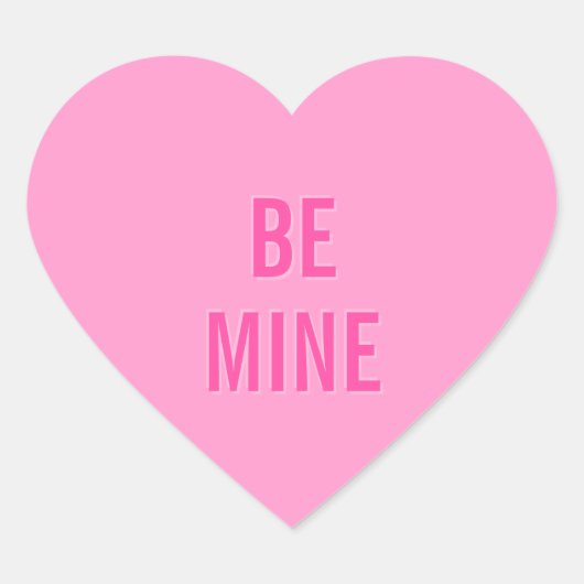 CANDY HEART Valentine 'Be Mine' Pink Herz-Aufkleber (Vorderseite)