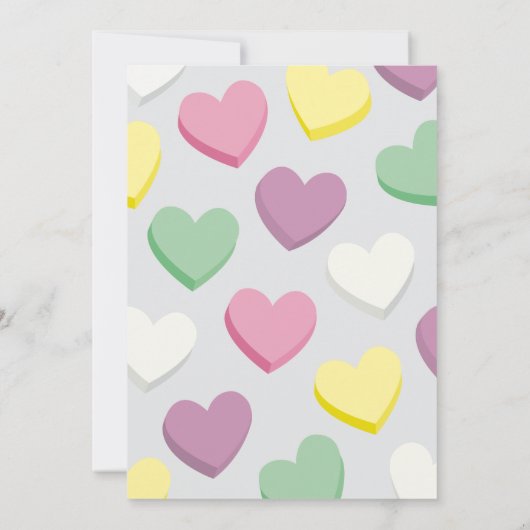 Candy Heart Valentine Day Party Einladung (Rückseite)