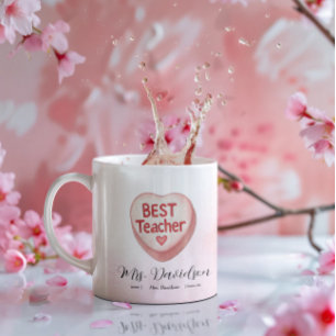 Candy Heart Valentine   Monogram des besten Lehrer Kaffeetasse