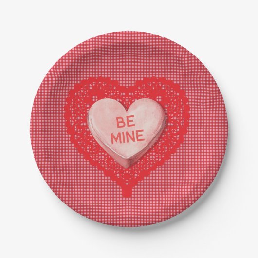 Candy Heart Valentine Paper Untersetzer Pappteller (Vorderseite)