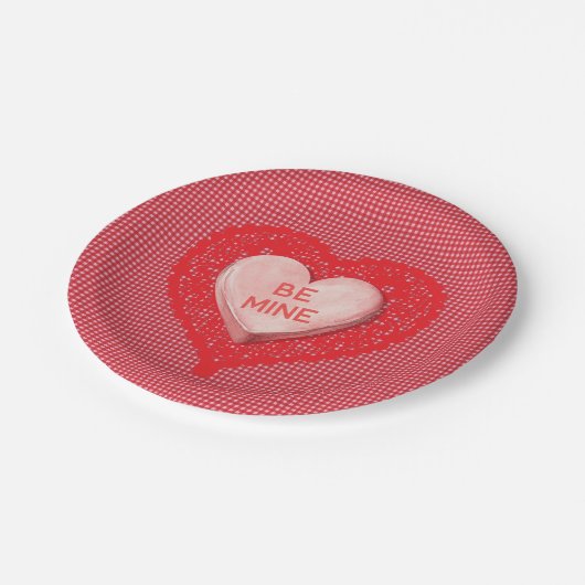 Candy Heart Valentine Paper Untersetzer Pappteller (Schrägansicht)