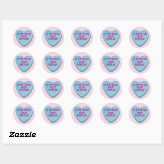 Candy Heart Valentine's Day Exchange Sticker Blue (Blatt)