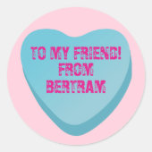 Candy Heart Valentine's Day Exchange Sticker Blue (Vorderseite)