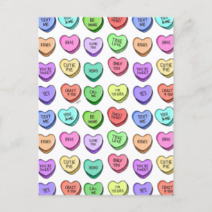 Candy Heart Valentine's Postcard Postkarte