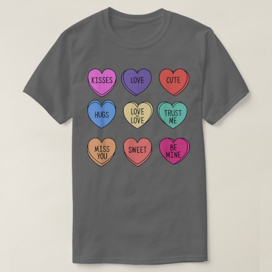 Candy Heart With Messages Cute Valentine's Day Gif T-Shirt (Design vorne)