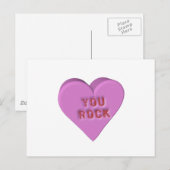 Candy Heart "YOU ROCK" Postkarte (Vorne/Hinten)