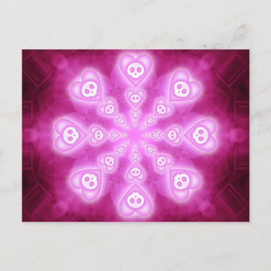 Candy Hearts and Pink Skulls Postkarte (Vorderseite)
