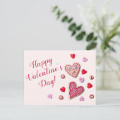 Candy Hearts Custom Message Valentine Postkarte (Stehend Vorderseite)