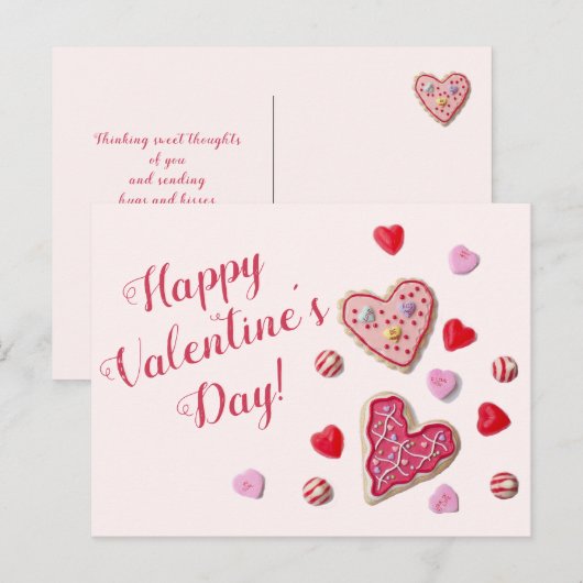 Candy Hearts Custom Message Valentine Postkarte (Vorne/Hinten)