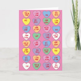Candy Hearts Custom Messages Valentine Feiertagskarte