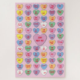 Candy Hearts Custom Messages Valentine Puzzle