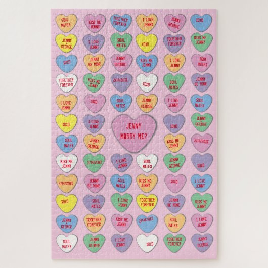 Candy Hearts Custom Messages Valentine Puzzle (Vertikal)