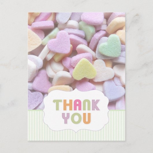 Candy Hearts Danke, Postcard Postkarte (Vorderseite)
