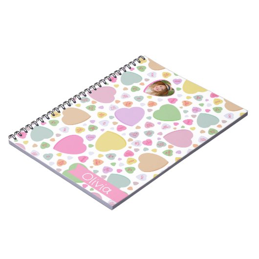 Candy Hearts Foto Valentine Notebook Notizblock (Linke Seite)