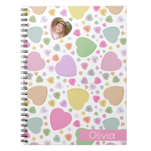 Candy Hearts Foto Valentine Notebook Notizblock (Vorderseite)