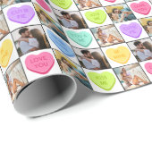 Candy Hearts Foto Valentinstag Geschenkpapier (Rolleneckpunkt)