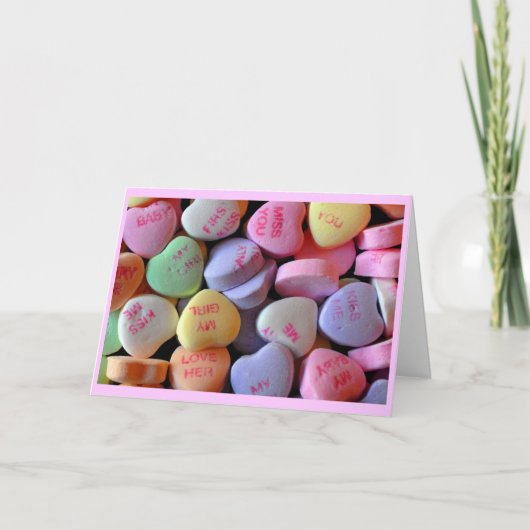 Candy Hearts für den Valentinstag Feiertagskarte (Vorderseite)