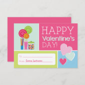 Candy & Hearts Kinderschule / Klassenzimmer Valent Einladung (Vorne/Hinten)