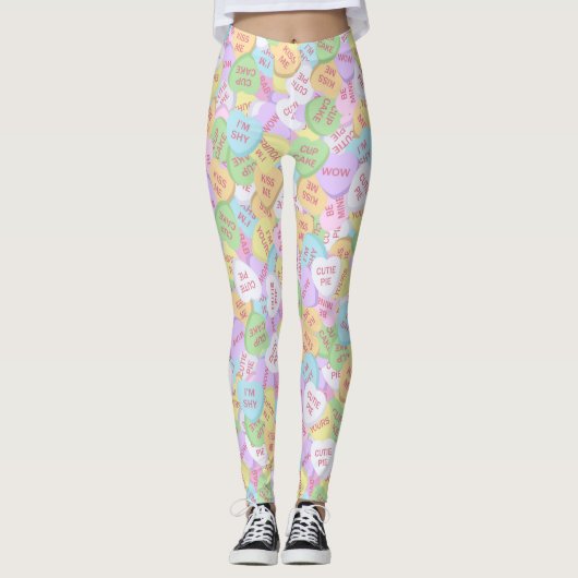 Candy Hearts Leggings Valentine's Day Muster (Vorderseite)