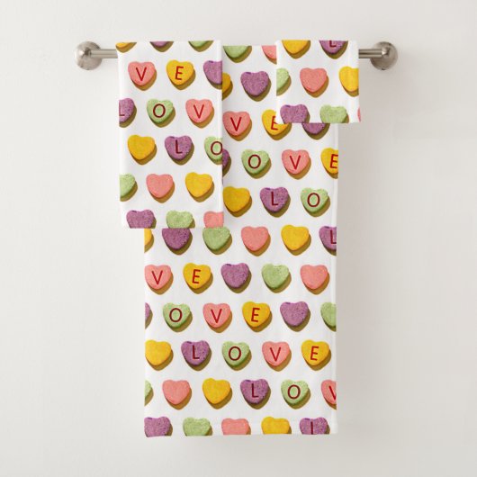 Candy Hearts Liebe Pattern Badhandtuch Set (Insitu)