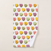 Candy Hearts Liebe Pattern Badhandtuch Set (Handtuch)