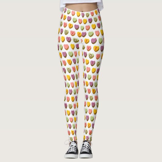 Candy Hearts Liebe Pattern Leggings (Vorderseite)