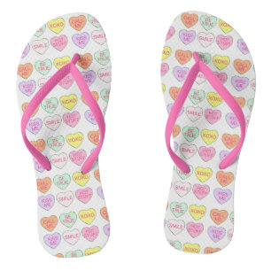 Candy Hearts Liebe Valentinstag Pastel Sweet Badesandalen