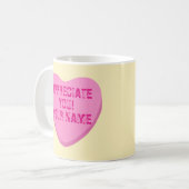 Candy Hearts mit Custom Text-Pink Heart on Yellow Kaffeetasse (Vorderseite Links)
