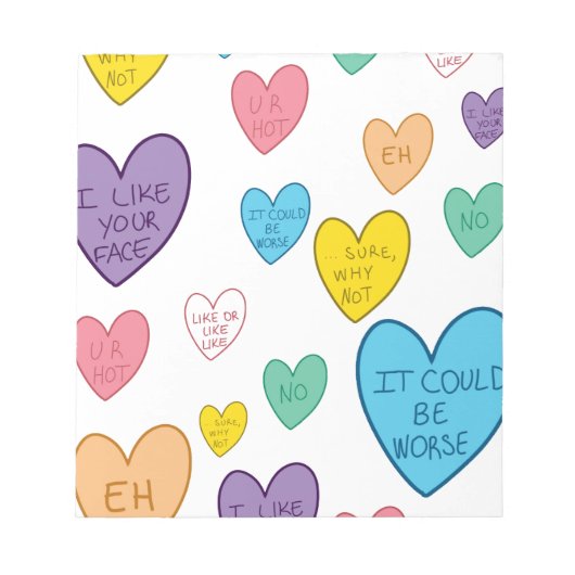 Candy Hearts Notizblock (Vorderseite)