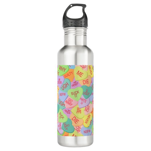 Candy Hearts Pattern - SFW Edelstahlflasche (Vorderseite)