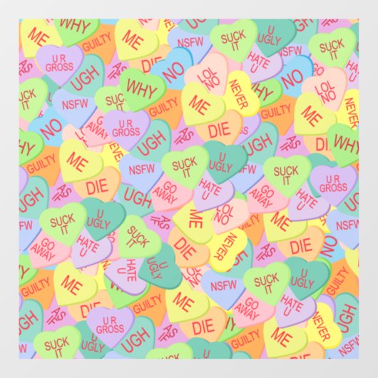 Candy Hearts Pattern - SFW Fensteraufkleber (Blatt)