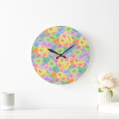 Candy Hearts Pattern - SFW Große Wanduhr (Zuhause)
