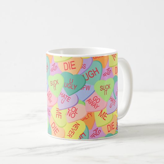 Candy Hearts Pattern - SFW Kaffeetasse (VorderseiteRechts)