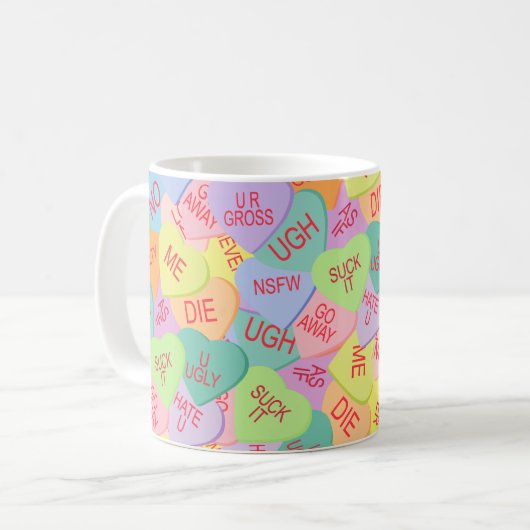 Candy Hearts Pattern - SFW Kaffeetasse (Vorderseite Links)