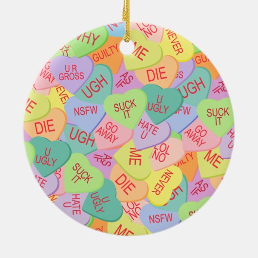 Candy Hearts Pattern - SFW Keramik Ornament (Hinten)