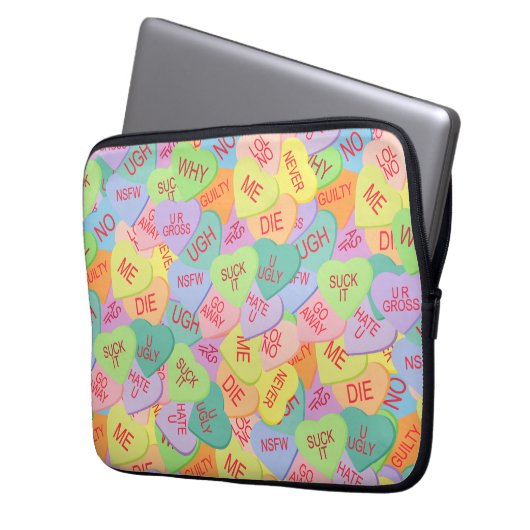Candy Hearts Pattern - SFW Laptopschutzhülle (Vorderseite Links)