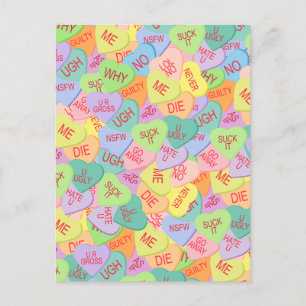 Candy Hearts Pattern - SFW Postkarte