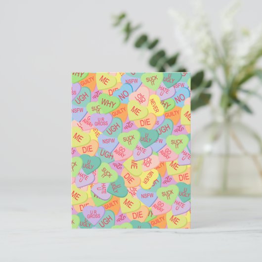 Candy Hearts Pattern - SFW Postkarte (Stehend Vorderseite)