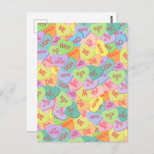 Candy Hearts Pattern - SFW Postkarte (Vorne/Hinten)