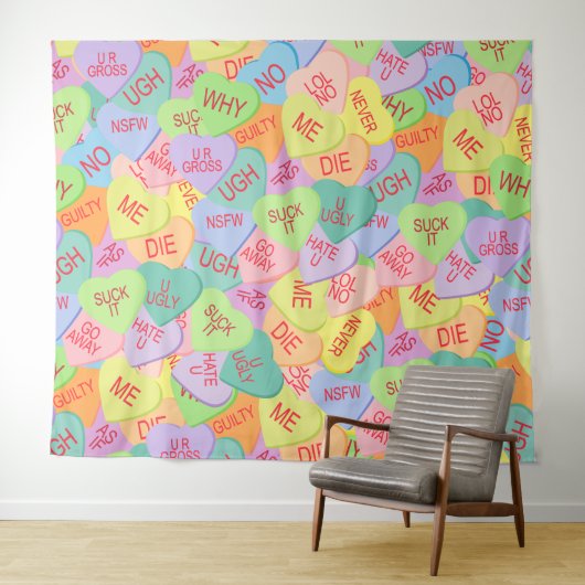 Candy Hearts Pattern - SFW Wandteppich (Beispiel (Horizontal))