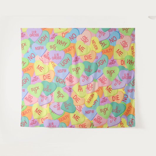 Candy Hearts Pattern - SFW Wandteppich (Vorderseite (Horizontal))