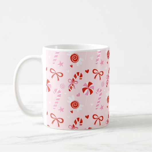 Candy Hearts Pink Holiday Mug Kaffeetasse (Links)