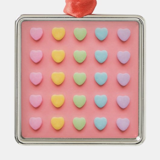 Candy Hearts Portrait Ornament Aus Metall (Vorne)