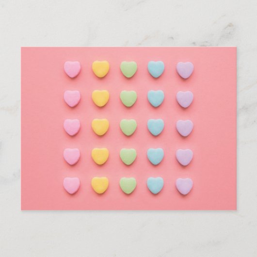 Candy Hearts Portrait Postkarte (Vorderseite)