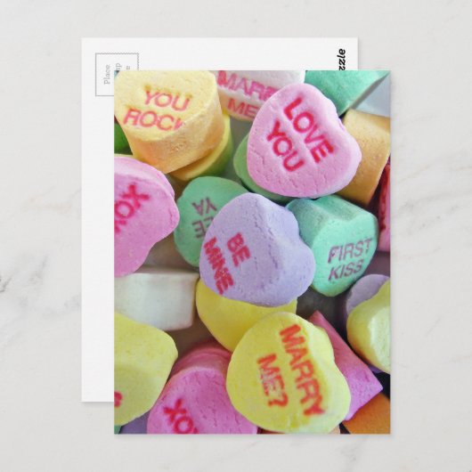 Candy Hearts Postkarte (Vorne/Hinten)