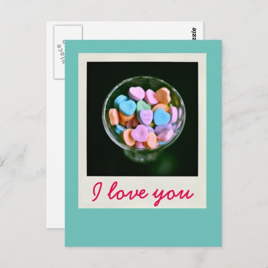 Candy Hearts Postkarte (Vorne/Hinten)
